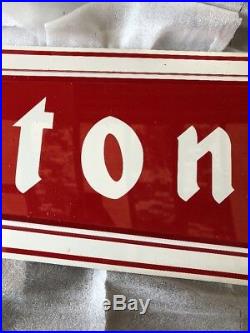 Firestone Original Tin Not Porcelain NOS Sign 6 Ft Red White Letters W Box