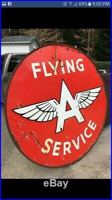 Flying A 6 Ft Porcelain Sign gas oil gas station original sign