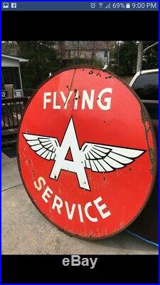Flying A 6 Ft Porcelain Sign gas oil gas station original sign