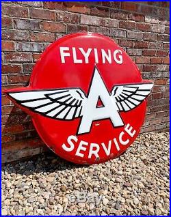 Flying A Service Gas & Oil Automotive Porcelain Sign 100% Authentic By TAC