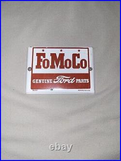 FoMoCo Genuine Ford Parts Dealer Sign Gas Oil Car Truck Pump Porcelain