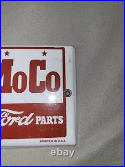 FoMoCo Genuine Ford Parts Dealer Sign Gas Oil Car Truck Pump Porcelain
