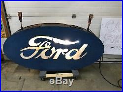 Ford Milkglass Sign, Not Porcelain, Gas And Oil, Chevrolet And Ford