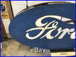 Ford Milkglass Sign, Not Porcelain, Gas And Oil, Chevrolet And Ford