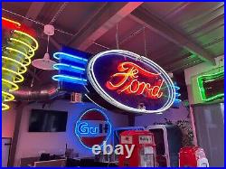 Ford Sign Porcelain neon dealership automotive gas oil