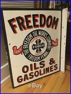 Freedom Oil And Gas Porcelain Flange Sign