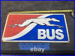 GREY HOUND BUS Single SIDED VINTAGE PORCELAIN GAS OIL SIGN Greyhound 21