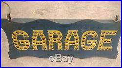 Garage tin punched sign lighted pre neon painted not porcelain