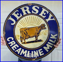 Giant 30 Jersey Creamline Milk Porcelain Sign Bordens Dairy Large Rare