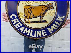 Giant 30 Jersey Creamline Milk Porcelain Sign Bordens Dairy Large Rare