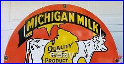 Giant 30 Michigan Milk Porcelain Sign Bordens Dairy Large Rare