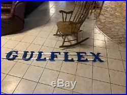 Gulf Gas Station GULFLEX Lube Bay Sign Blue porcelain 1940s 50s original