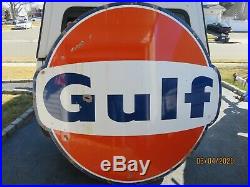 Gulf Gas Station Porcelain Sign Oil Can Pump 6 Foot 1960, Flying A, Sunoco