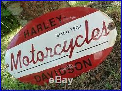 HARLEY Porcelain Sign Vintage Motorcycle Advertising 20 Domed Collectible Biker