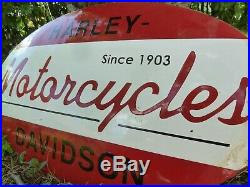 HARLEY Porcelain Sign Vintage Motorcycle Advertising 20 Domed Collectible Biker