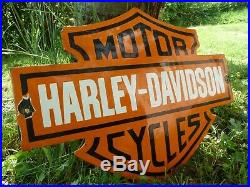 HARLEY Porcelain Sign Vintage Motorcycle Advertising 22 Domed Collectible Biker