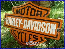 HARLEY Porcelain Sign Vintage Motorcycle Advertising 22 Domed Collectible Biker