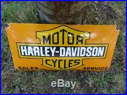 HARLEY Porcelain Sign Vintage Motorcycle Advertising 23 Domed Collectible Biker