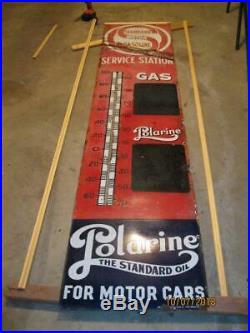 HUGE Standard Oil Polarine Thermometer Gas Pricer Sign Porcelain Sign