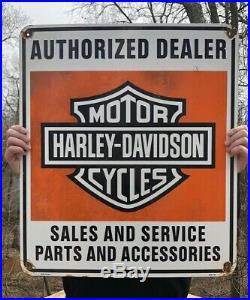 Harley Davidson Motorcycle Large Porcelain Sign Authorized Dealer Dated 1958