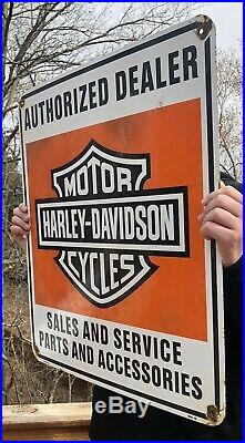 Harley Davidson Motorcycle Large Porcelain Sign Authorized Dealer Dated 1958
