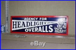 Headlight Overalls Porcelain Sign Gas Oil Service Garage Station Union Work Wear