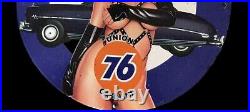 Hudson Hornet Naked Pinup Girl Oil Gas Garage Porcelain Enamel Metal Plate Sign