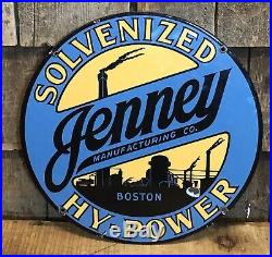 ICONIC Original 1930s JENNEY Gasoline Boston MA Porcelain 12 Pump Plate Sign
