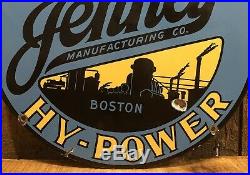 ICONIC Original 1930s JENNEY Gasoline Boston MA Porcelain 12 Pump Plate Sign