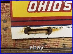 Indian Lake Playground Vintage Porcelain Sign Gas Oil Tag Topper Ohio Camp Boat