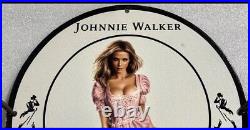 Johnnie Walker Pinup Babe Brewery Whiskey Garage Service Gas Oil Porcelain Sign