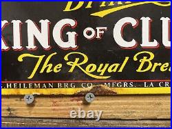 King Of Clubs Vintage Porcelain Sign Beer Alcohol Company Beverage Ale Gas & Oil