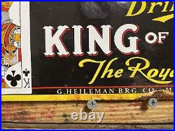 King Of Clubs Vintage Porcelain Sign Beer Alcohol Company Beverage Ale Gas & Oil