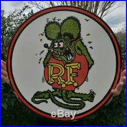 Large 24 1961 Dated Rat Fink Porcelain Sign Double Sided Rare
