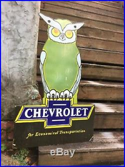 Large Chevrolet Owl Dealer Porcelain Sign