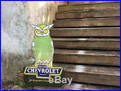 Large Chevrolet Owl Dealer Porcelain Sign