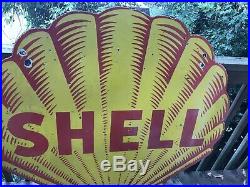 Large Double Sided Shell Porcelain Sign
