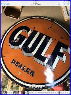 Large Gulf 66 double sided porcelain sign advertising gas oil