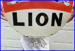 Large Lion Gasoline 30 Double Sided Porcelain Sign
