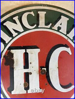 Large Original & Authentic''sinclair'' 48 Inch Double Sided Porcelain Sign