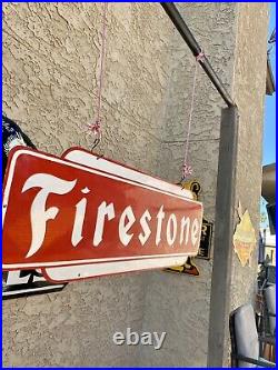 Large Porcelain Firestone Tire Sign 36 Heavy Steel Garage Shop Man Cave