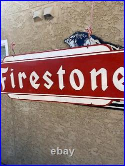 Large Porcelain Firestone Tire Sign 36 Heavy Steel Garage Shop Man Cave