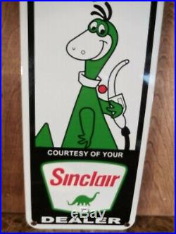 Large'' Sinclair Dealer'' Gas & Oil Porcelain 22x7 Inch S&h Green Stamps