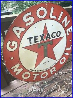Large Texaco Motor Oil Double Sided Porcelain Sign