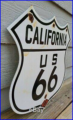 Large Vintage 1927 State Of California Route 66 Porcelain Enamel Road Sign