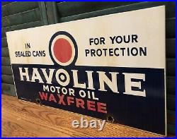 Large Vintage 21 Porcelain Havoline Motor Oil Gas And Oil Sign