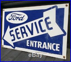 Large Vintage Ford Service Entrance Dealership Porcelain Sign