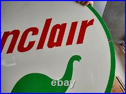 Large Vintage Sinclair Gasoline & Motor Oil Porcelain Gas Pump Sign