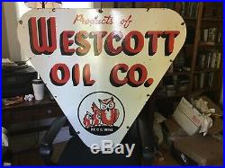 Large Westcott Oil Gas Double Sided Porcelain Sign