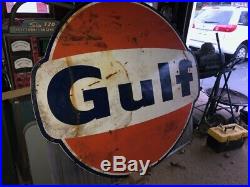 Large single-sided Gulf porcelain gas station sign 1965 6' x 7